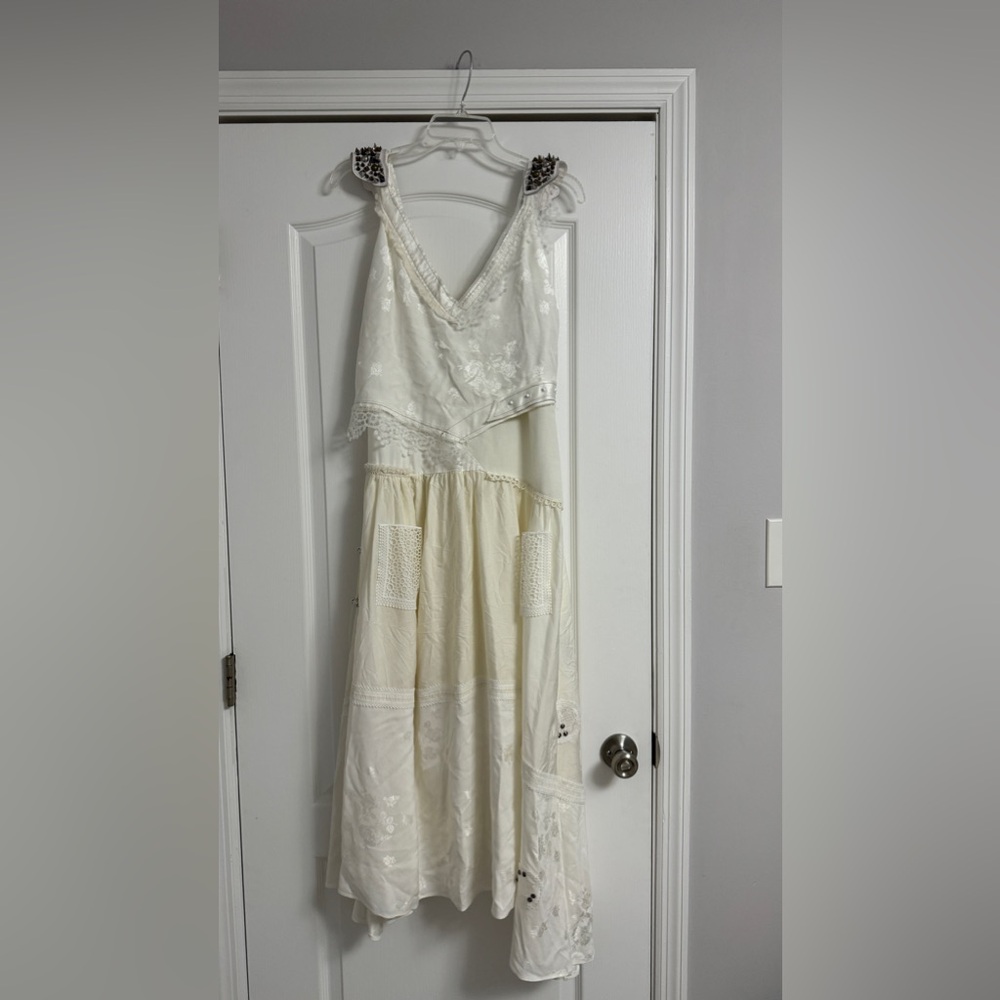 Zara Atelier Oyster White Draped Midi Dress - Elegant Edgy Evening Wear - Picture 11 of 12